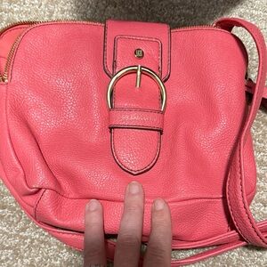 Coral Crossbody Bag with Buckle Detail - Unknown Brand